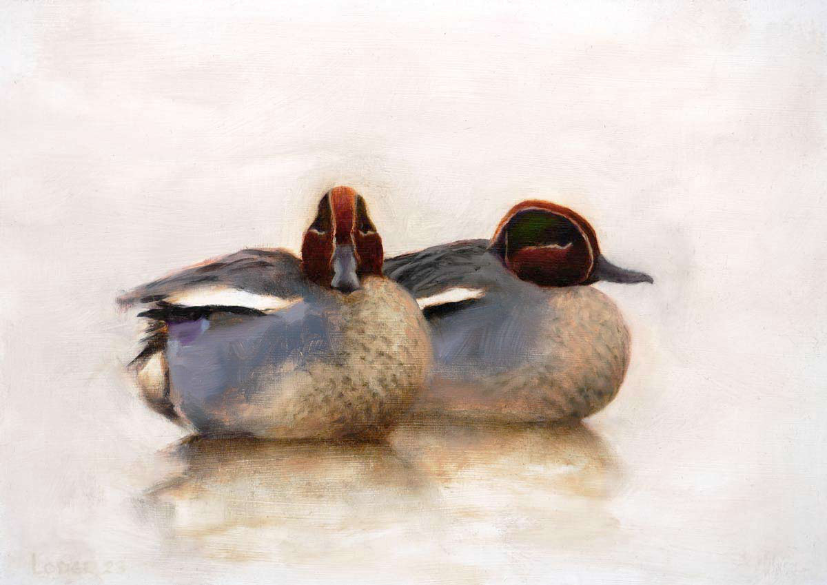 Teal Bird Print by Chris Lodge